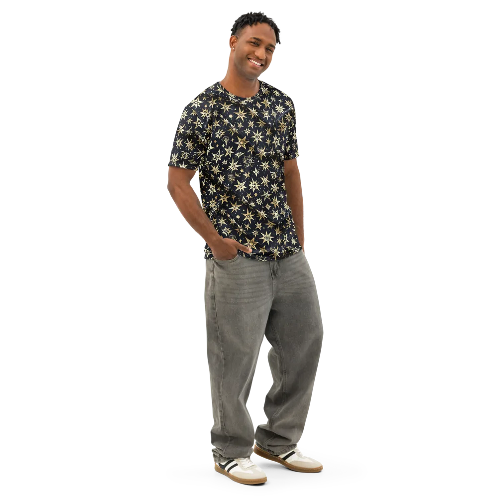 Gilded Nightfall on Men's Cotton Crew Neck T-Shirt — Right Front