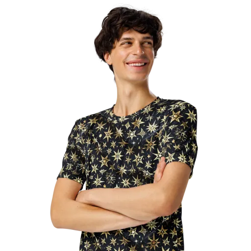 Gilded Nightfall on a Men's Crew Neck T-Shirt