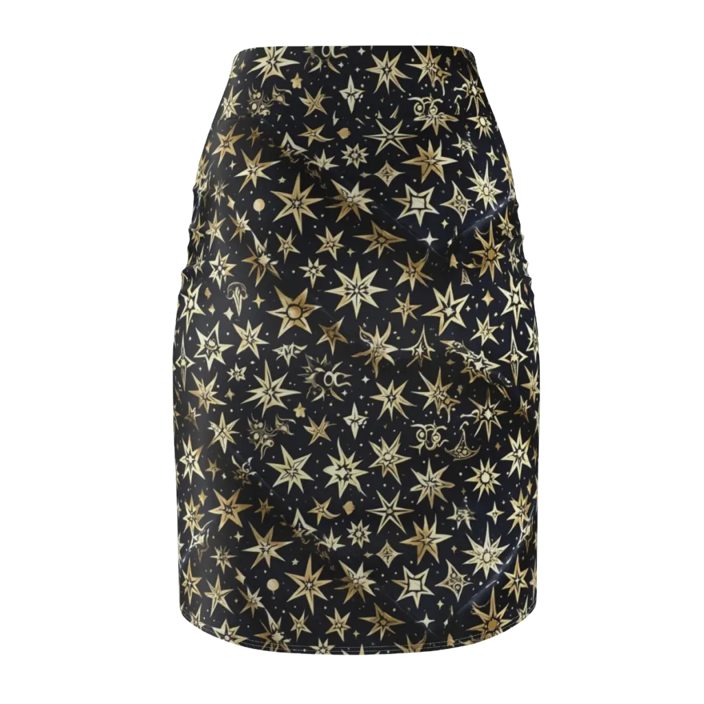 Gilded Nightfall on Pencil Skirt — Back