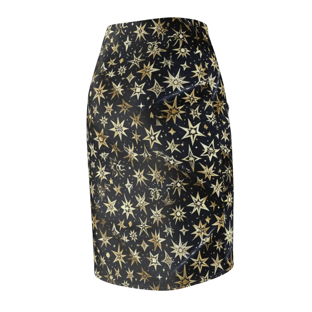 Gilded Nightfall on Pencil Skirt — Back Side