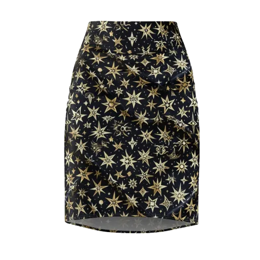 Gilded Nightfall on a Pencil Skirt