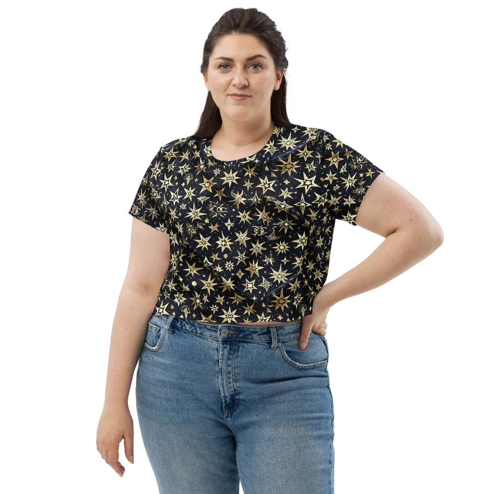 Gilded Nightfall on Crop Tee — Front