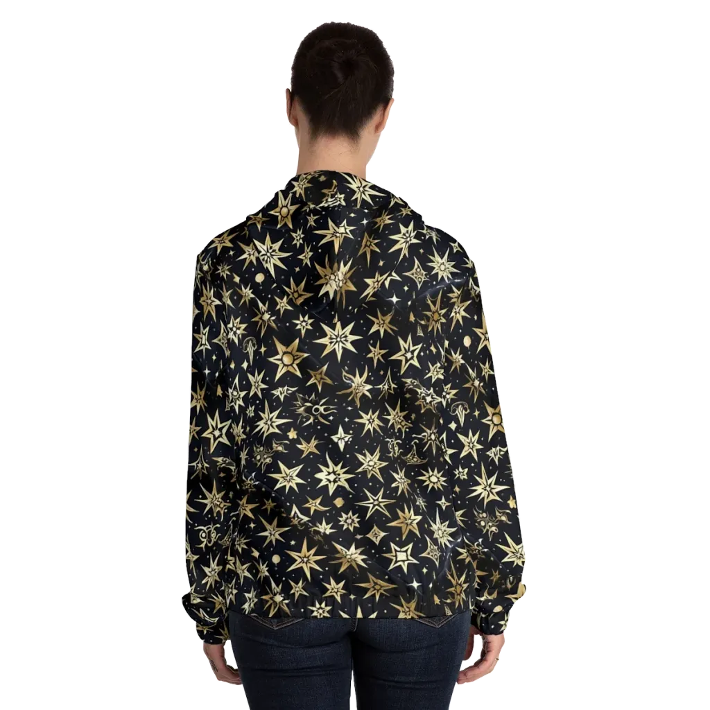 Gilded Nightfall on Women's Full-Zip Hoodie — Back On Person