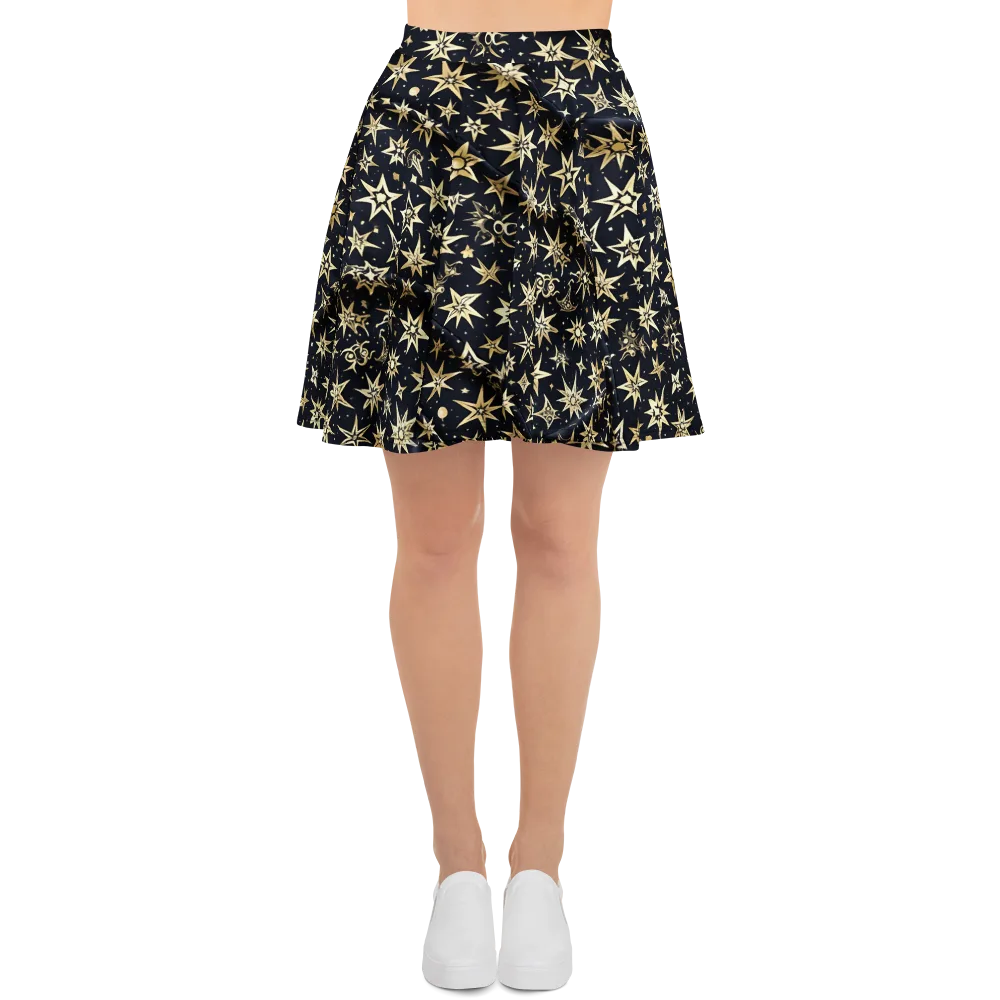 Gilded Nightfall on Skater Skirt — Front