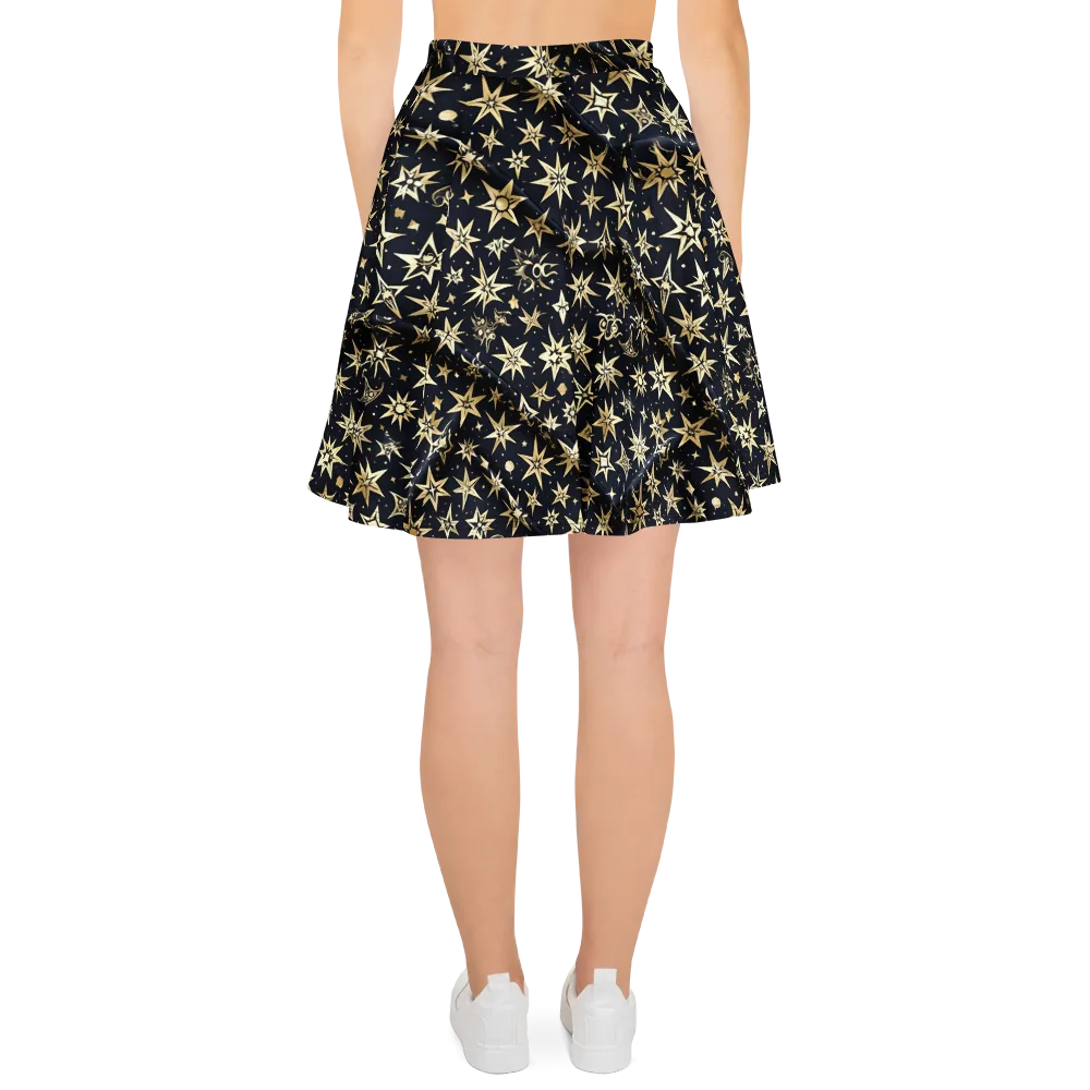 Gilded Nightfall on Skater Skirt — Back