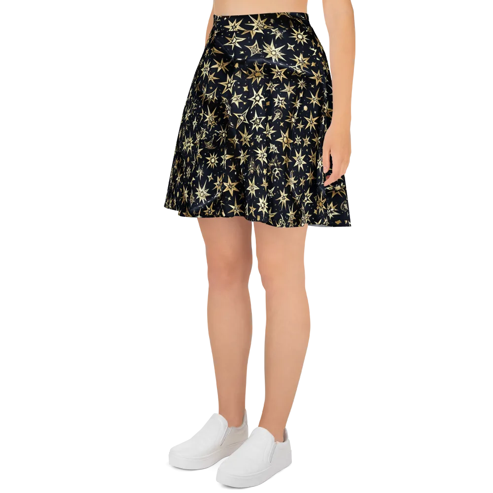 Gilded Nightfall on Skater Skirt — Left