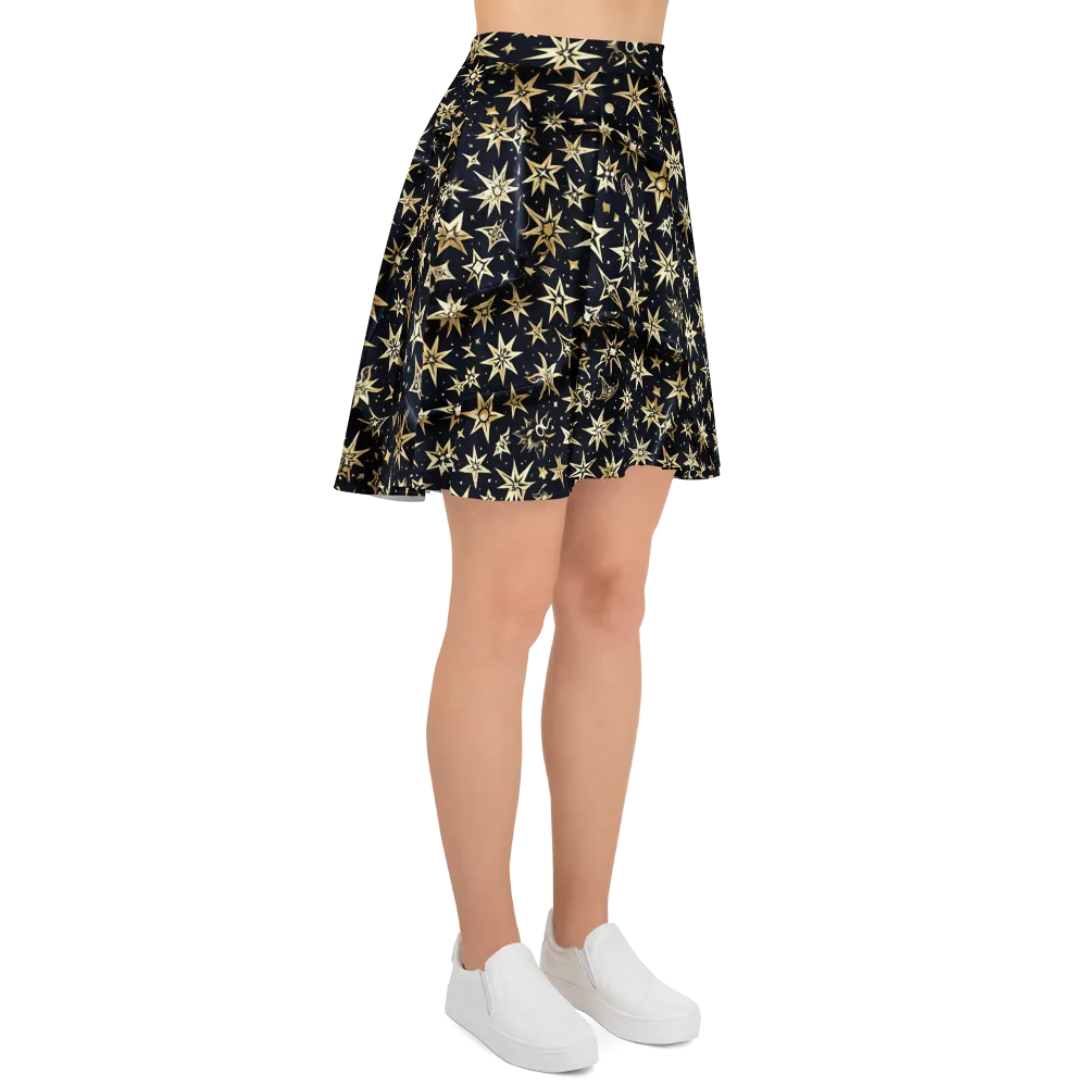 Gilded Nightfall on Skater Skirt — Right