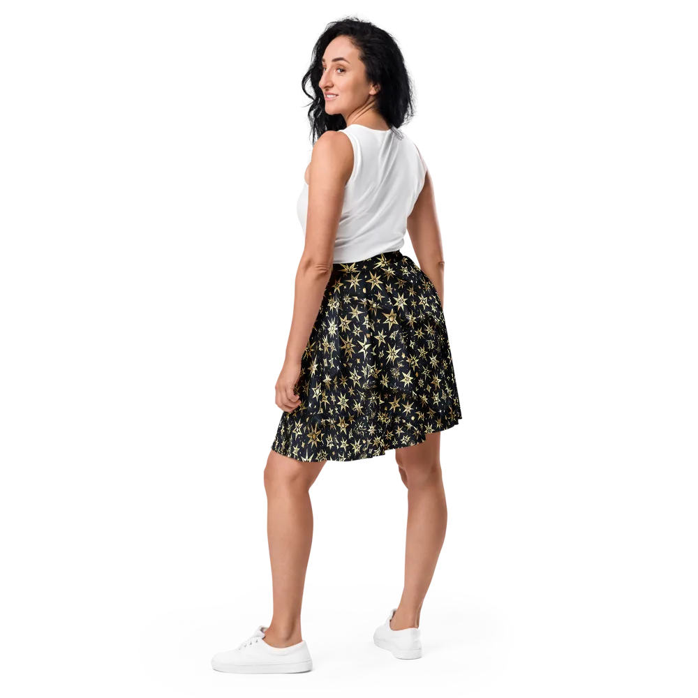 Gilded Nightfall on Skater Skirt — Back