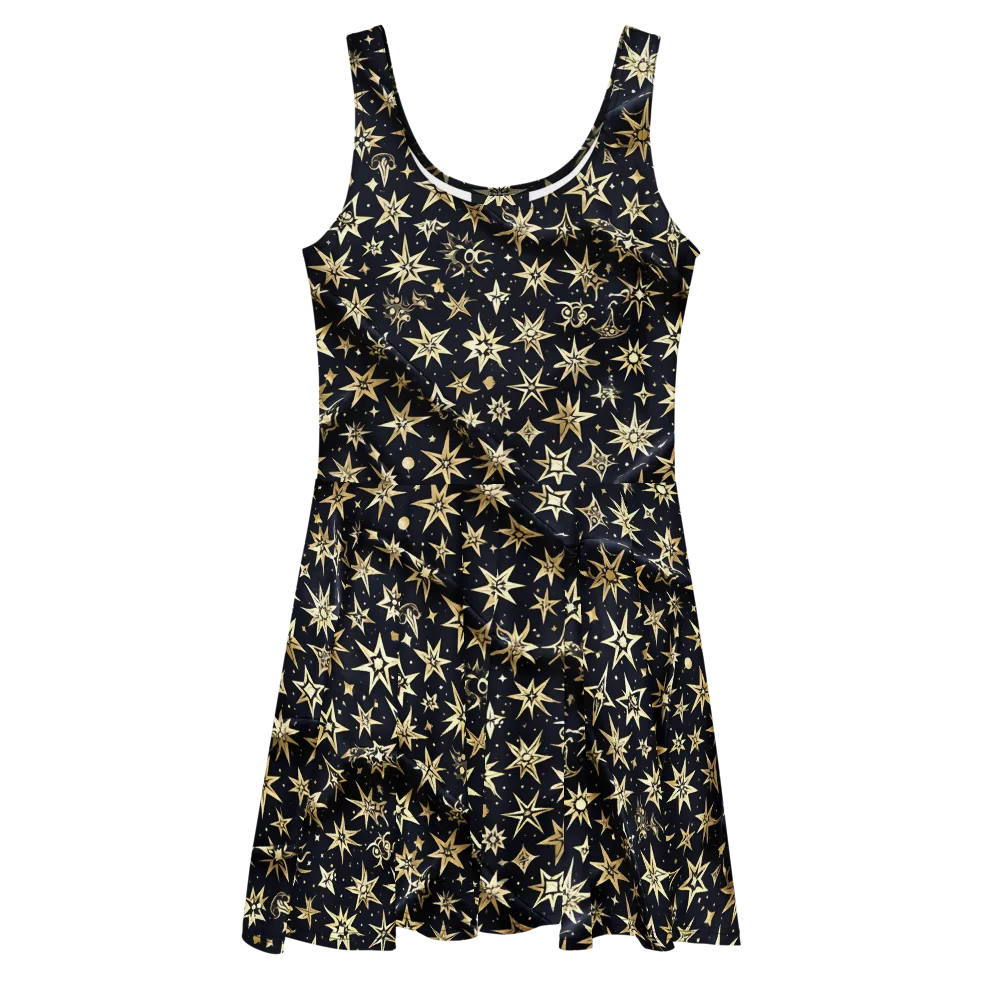 Gilded Nightfall on Skater Dress — Front