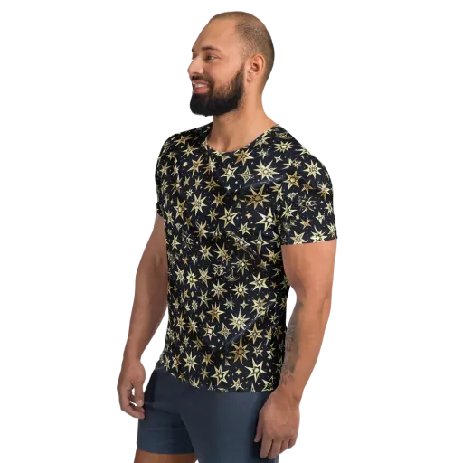 Gilded Nightfall on a Men's Athletic T-Shirt