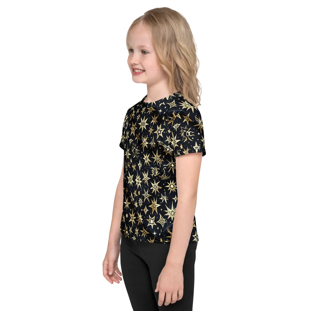 Gilded Nightfall on Kids Crew Neck T-Shirt — Left