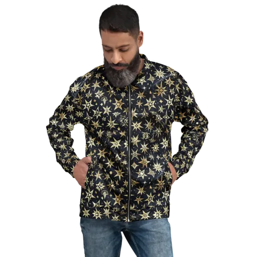 Gilded Nightfall on a Bomber Jacket