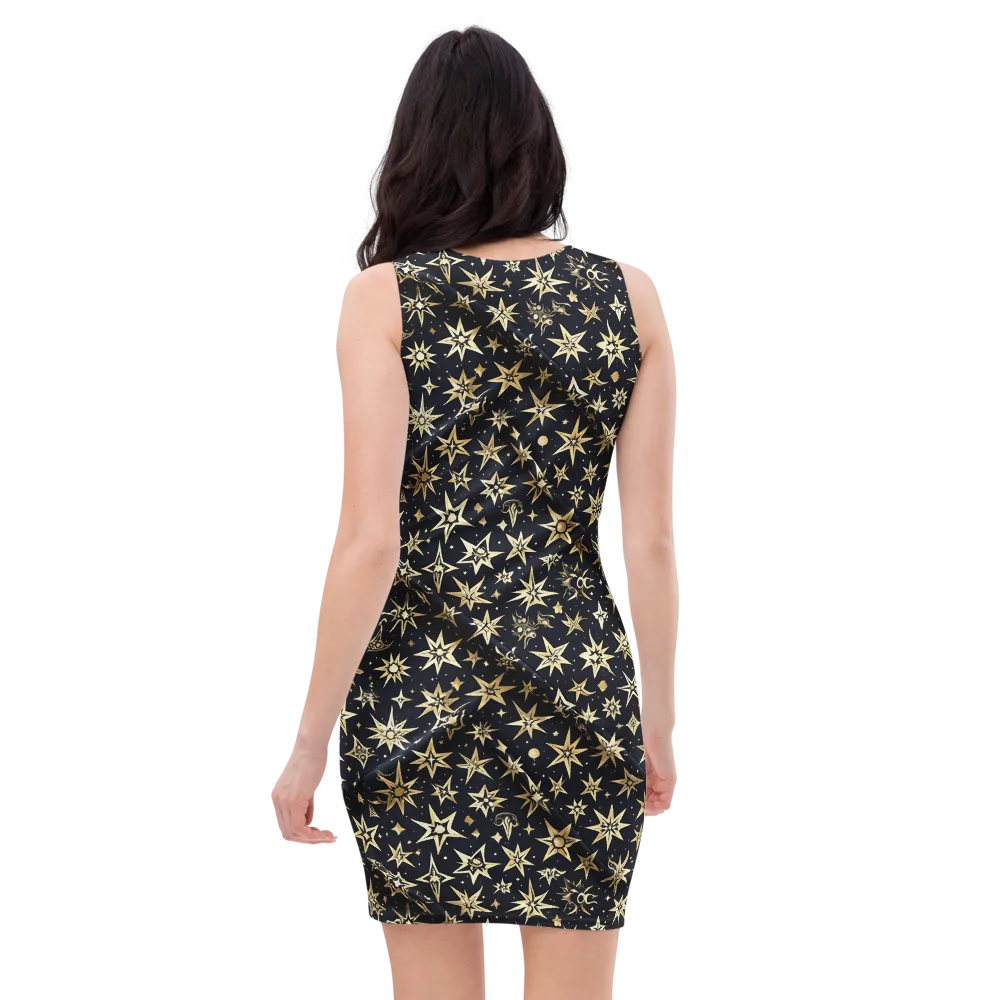 Gilded Nightfall on Bodycon Dress — Back