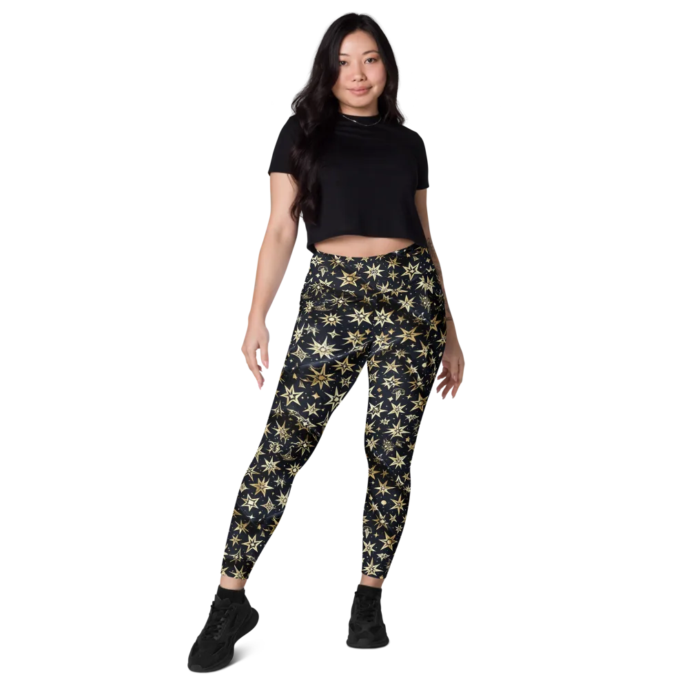 Gilded Nightfall on Leggings with Pockets — Front