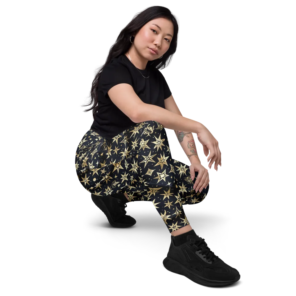 Gilded Nightfall on Leggings with Pockets — Right Front