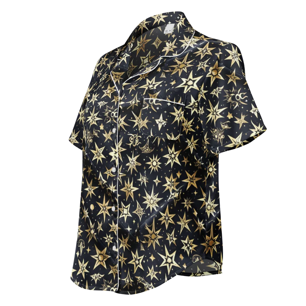 Gilded Nightfall on Women's Short Sleeve Pajama Top — Left Front
