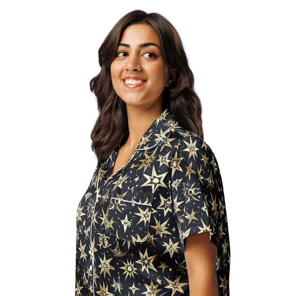 Gilded Nightfall on Women's Short Sleeve Pajama Top — Left Front