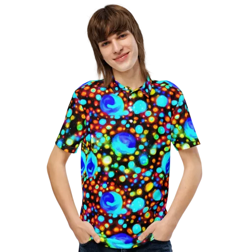 Prismatic Orbits on a Men's Slim Fit Polo Shirt