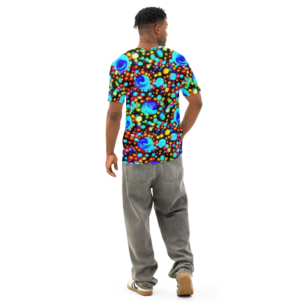 Prismatic Orbits on Men's Cotton Crew Neck T-Shirt — Back