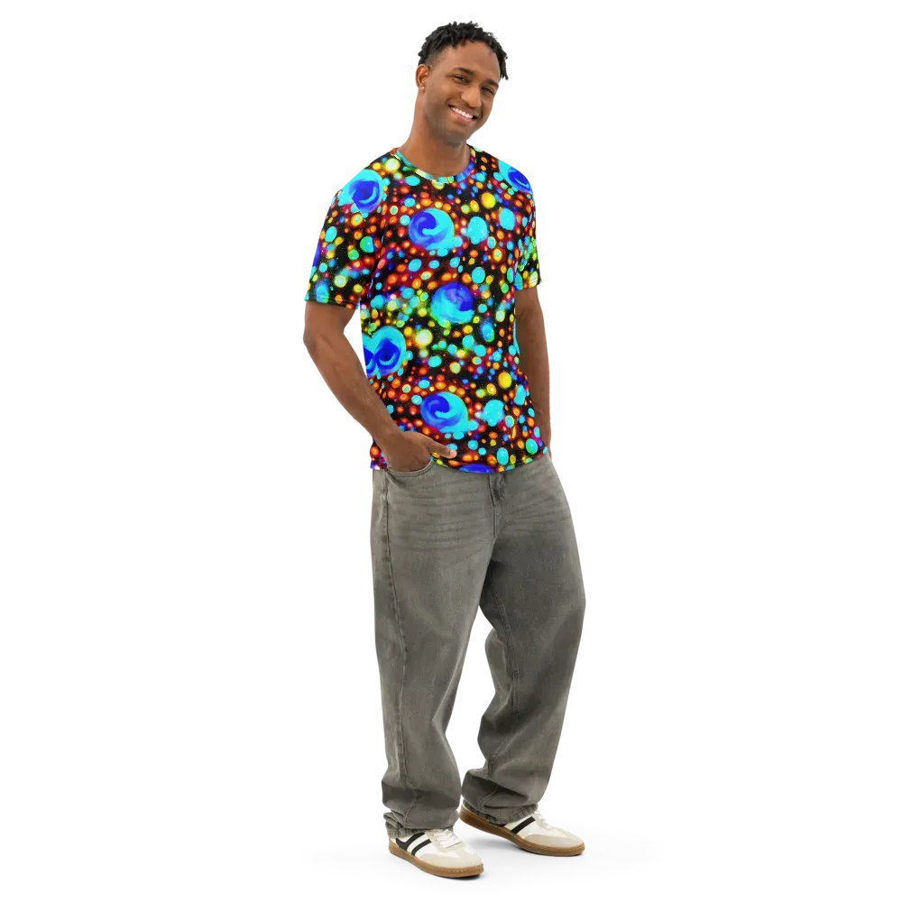 Prismatic Orbits on Men's Cotton Crew Neck T-Shirt — Right Front