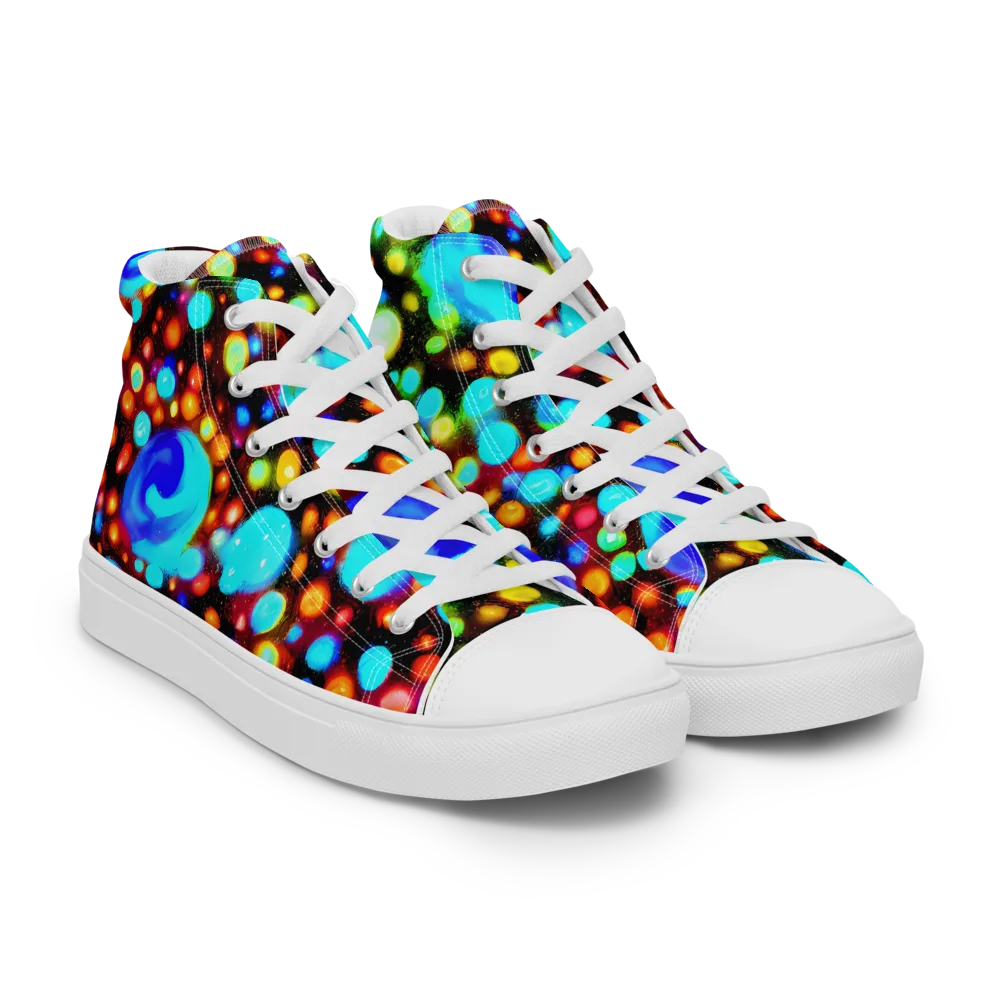 Prismatic Orbits on Men's High Top Canvas Shoes — Right Front