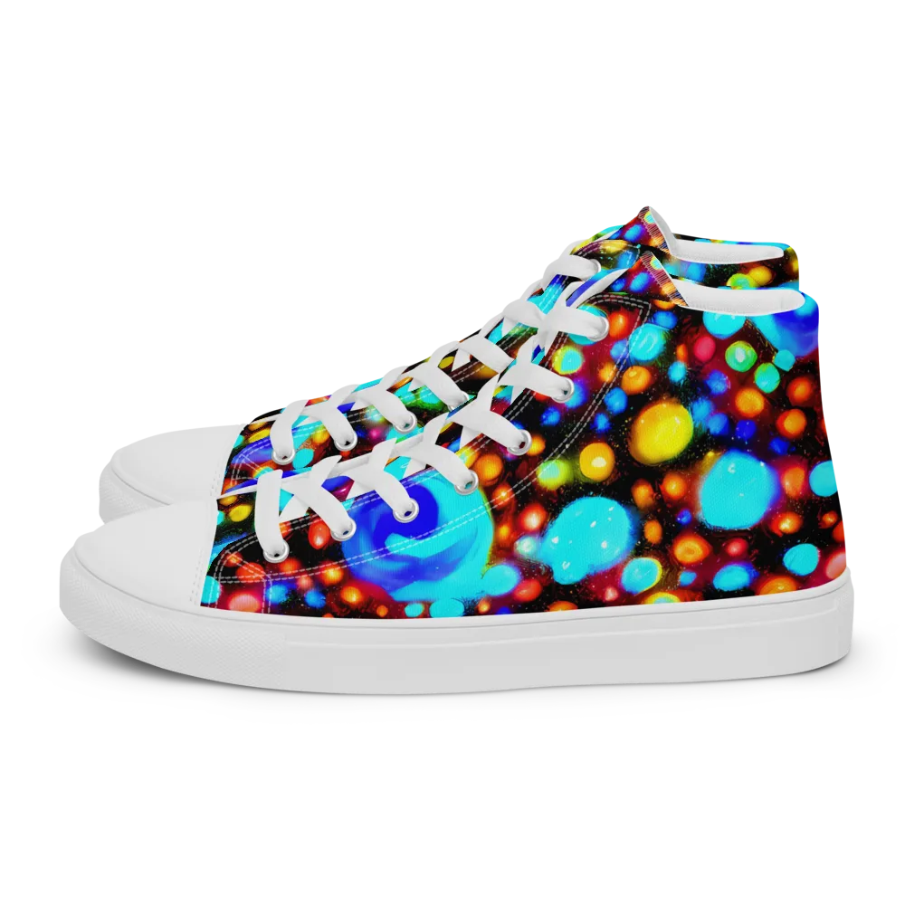 Prismatic Orbits on Men's High Top Canvas Shoes — Left