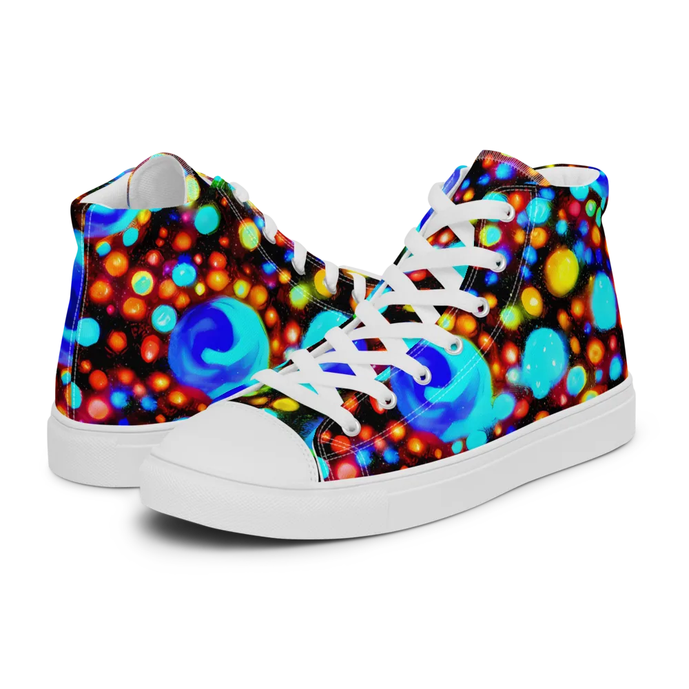 Prismatic Orbits on Men's High Top Canvas Shoes — Left