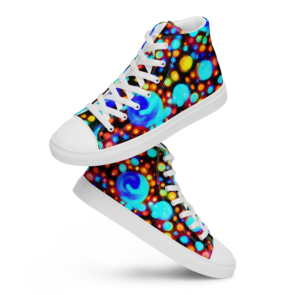 Prismatic Orbits on Men's High Top Canvas Shoes — Front