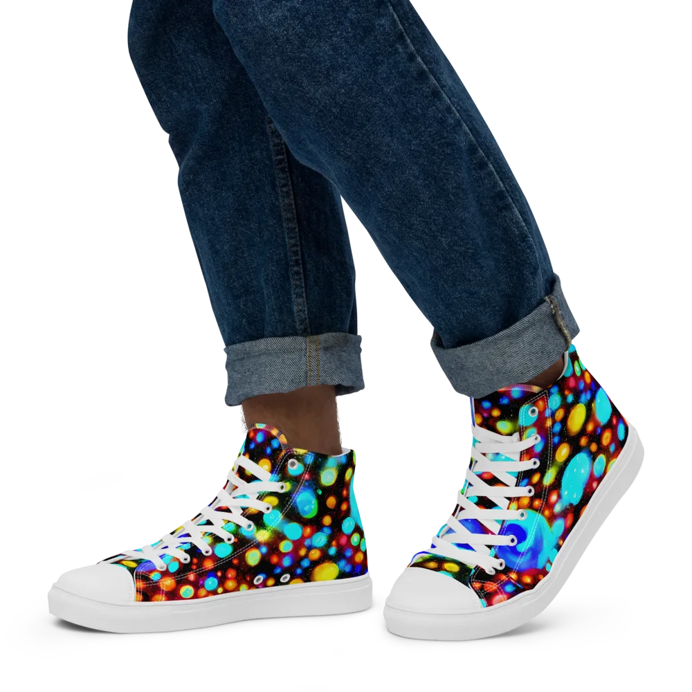 Prismatic Orbits on Men's High Top Canvas Shoes — Left