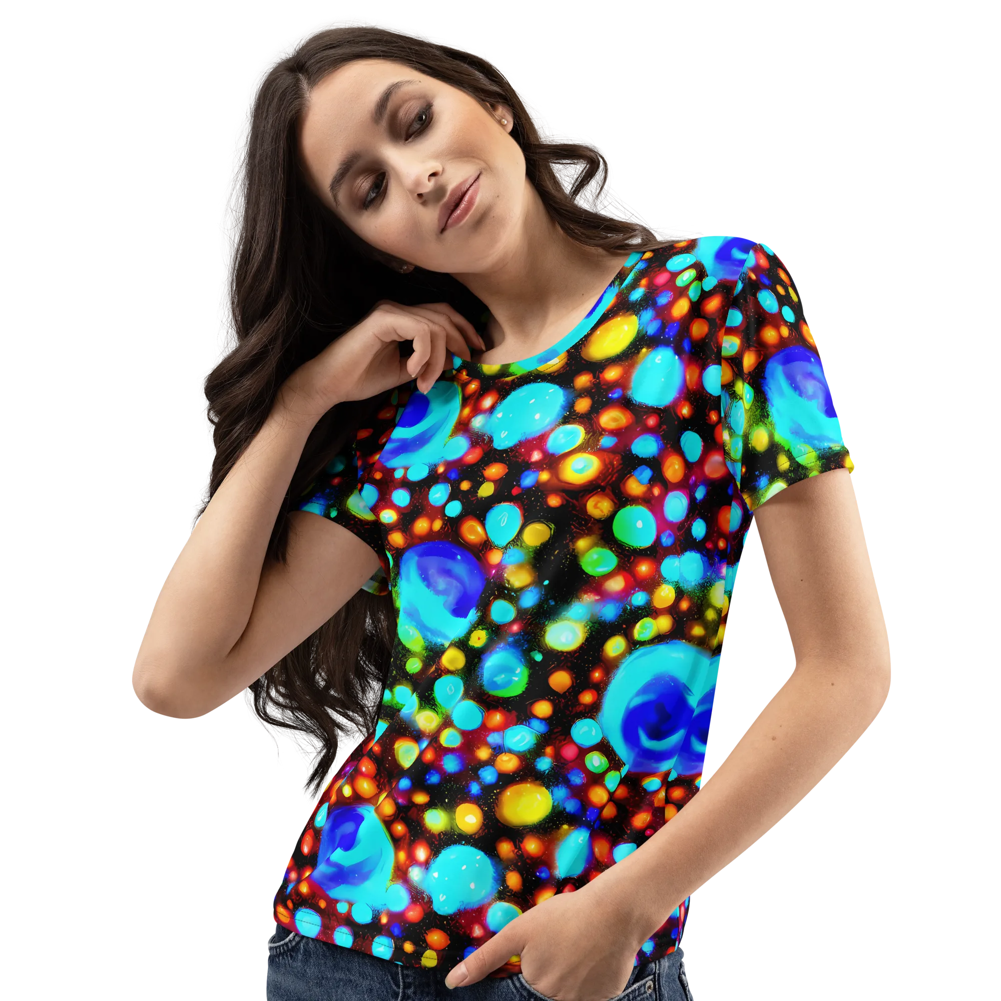 Prismatic Orbits on Women's Crew Neck T-Shirt — Left Front