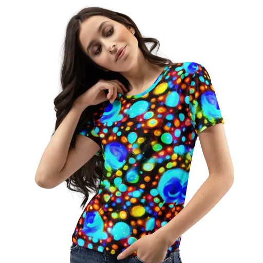 Prismatic Orbits on a Women's Crew Neck T-Shirt