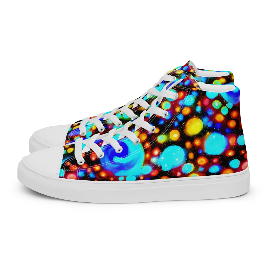 Prismatic Orbits on Women's High Top Canvas Shoes — Left
