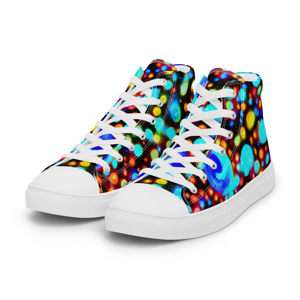 Prismatic Orbits on Women's High Top Canvas Shoes — Left Front