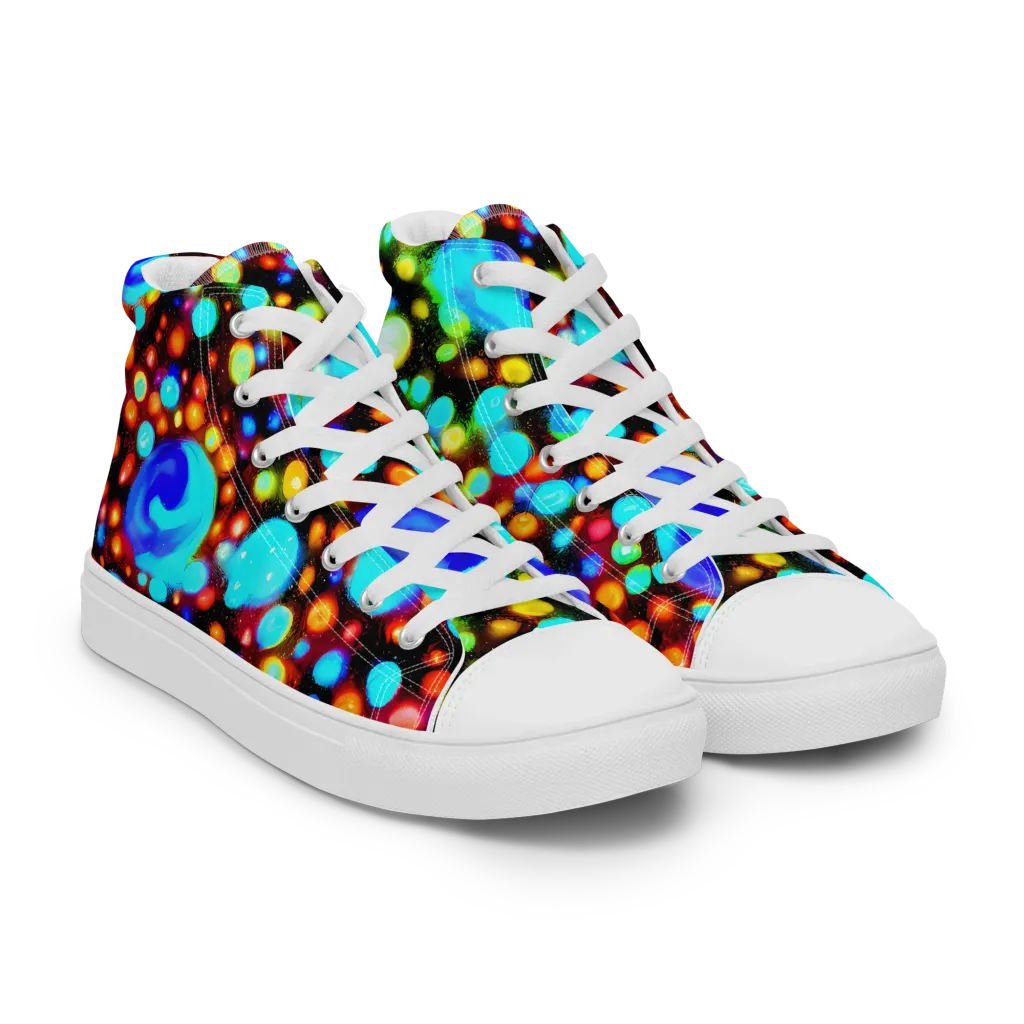 Prismatic Orbits on Women's High Top Canvas Shoes — Right Front
