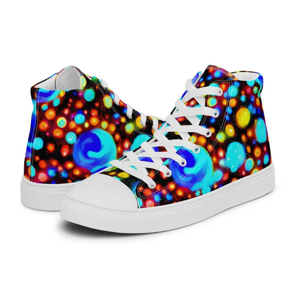 Prismatic Orbits on Women's High Top Canvas Shoes — Left