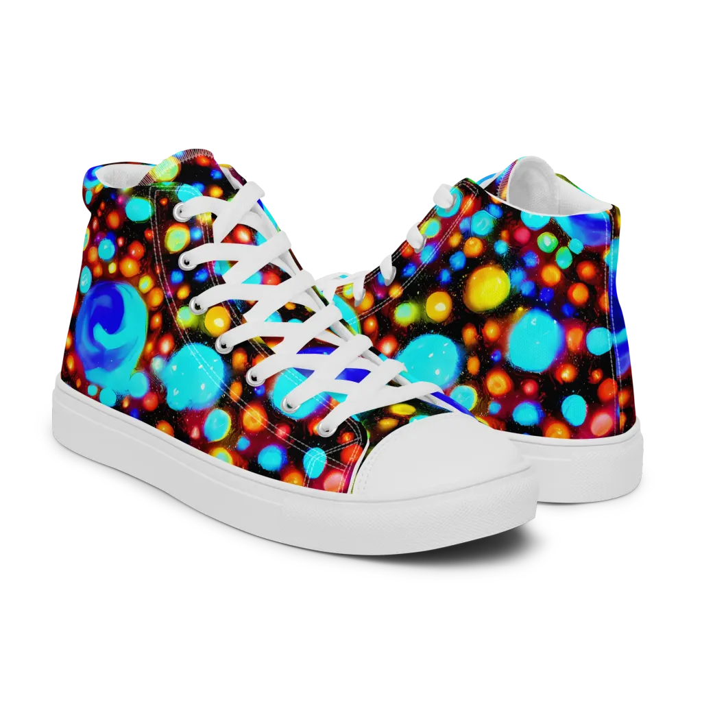Prismatic Orbits on Women's High Top Canvas Shoes — Right