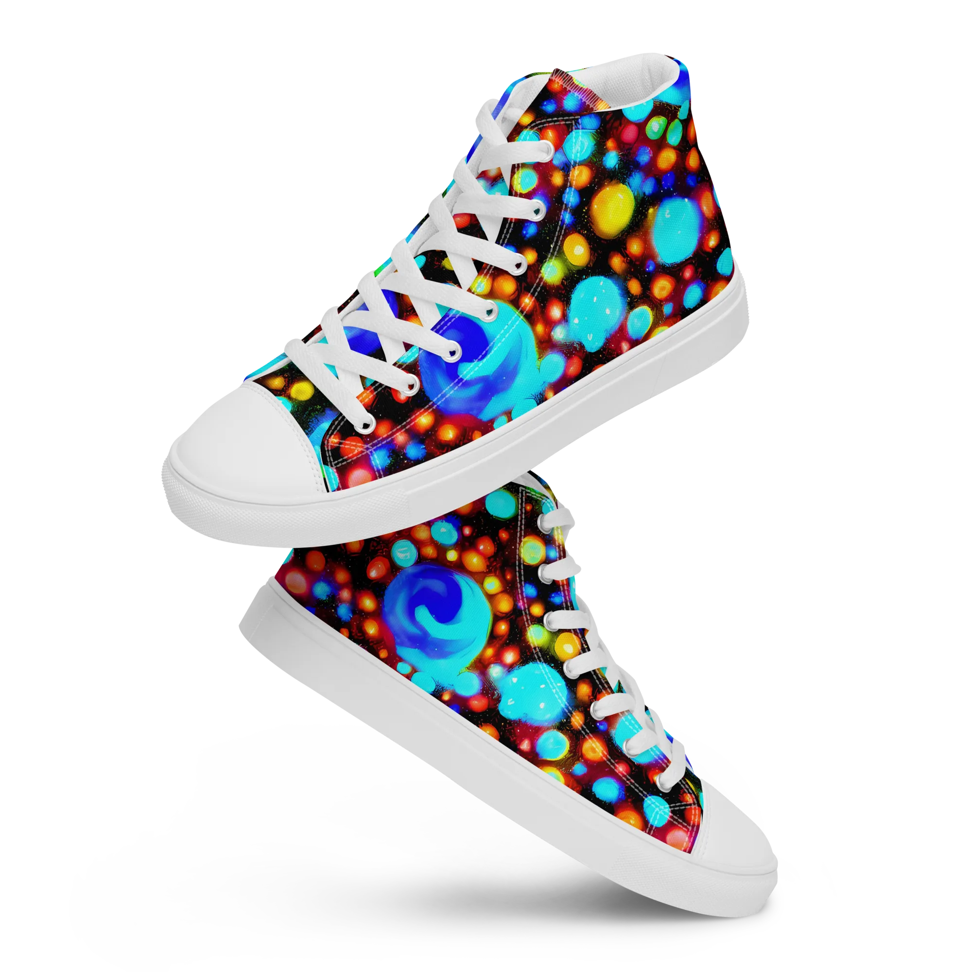 Prismatic Orbits on Women's High Top Canvas Shoes — Front