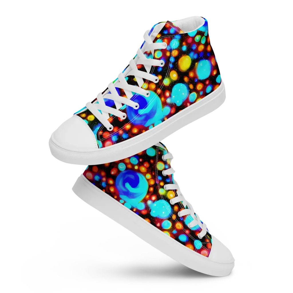 Prismatic Orbits on Women's High Top Canvas Shoes — Front