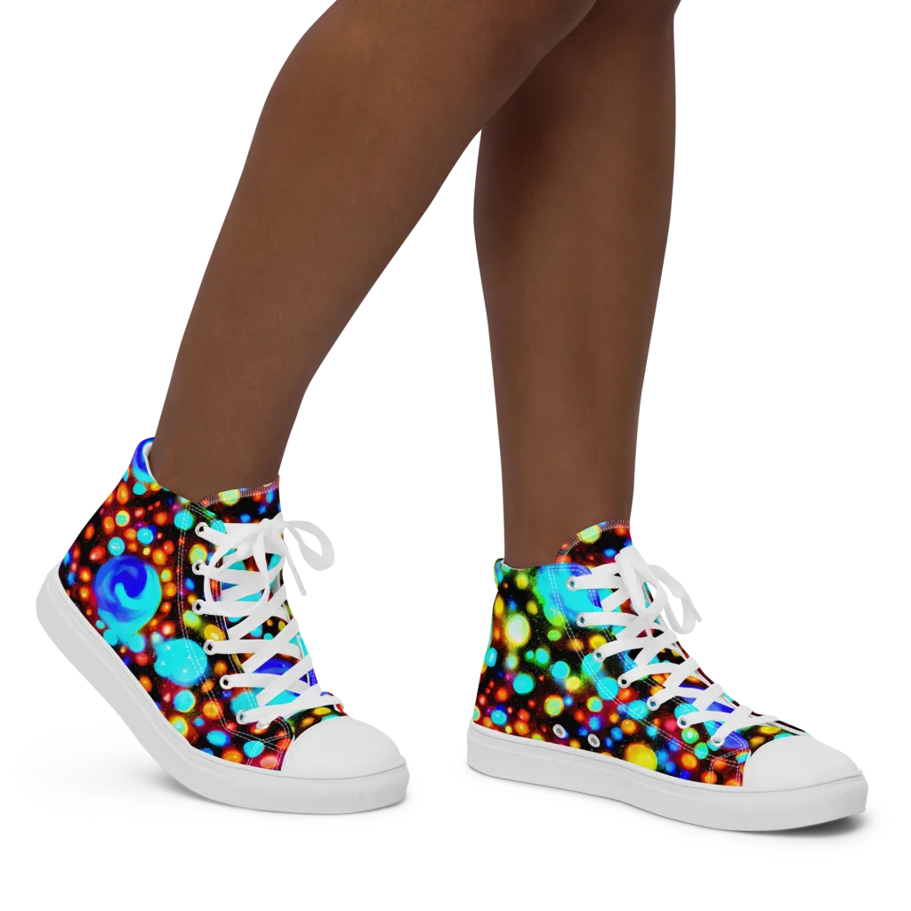 Prismatic Orbits on Women's High Top Canvas Shoes — Right