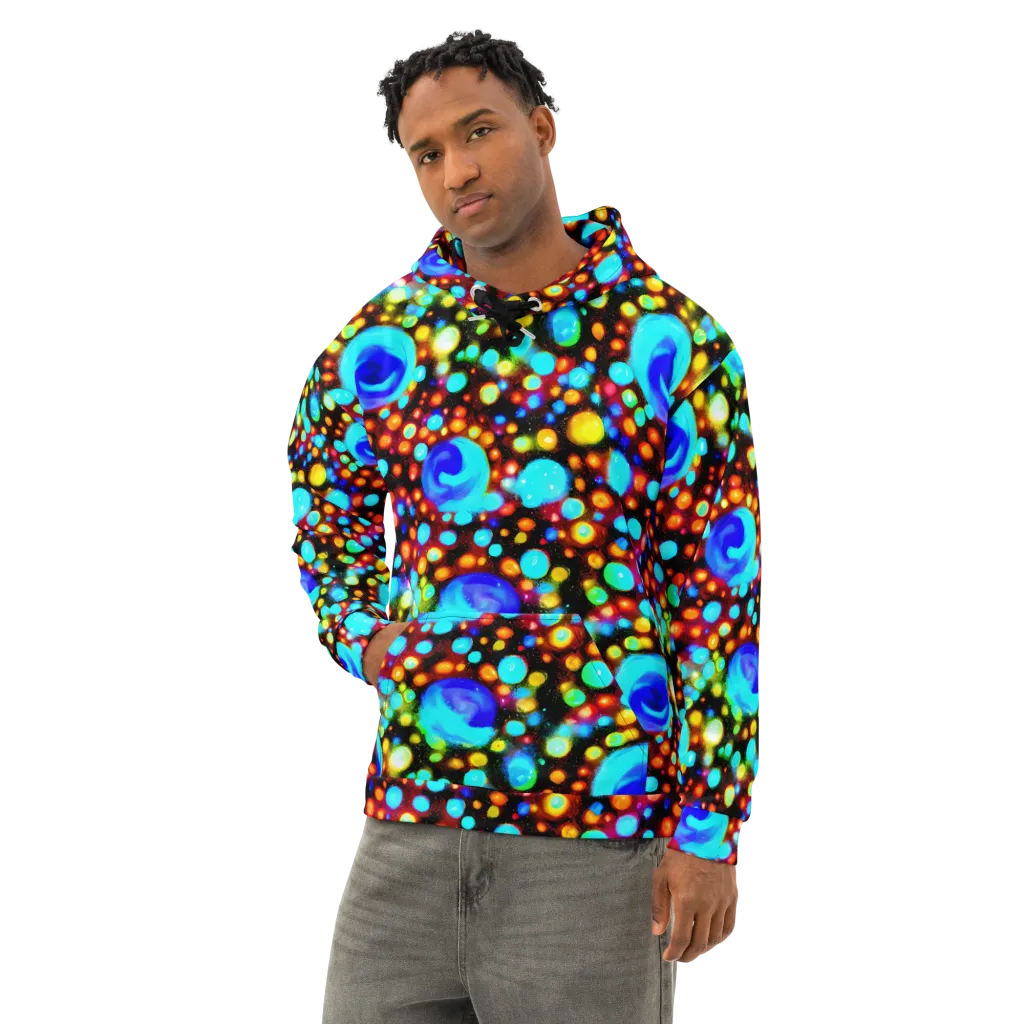 Prismatic Orbits on Cotton Hoodie — Left Front