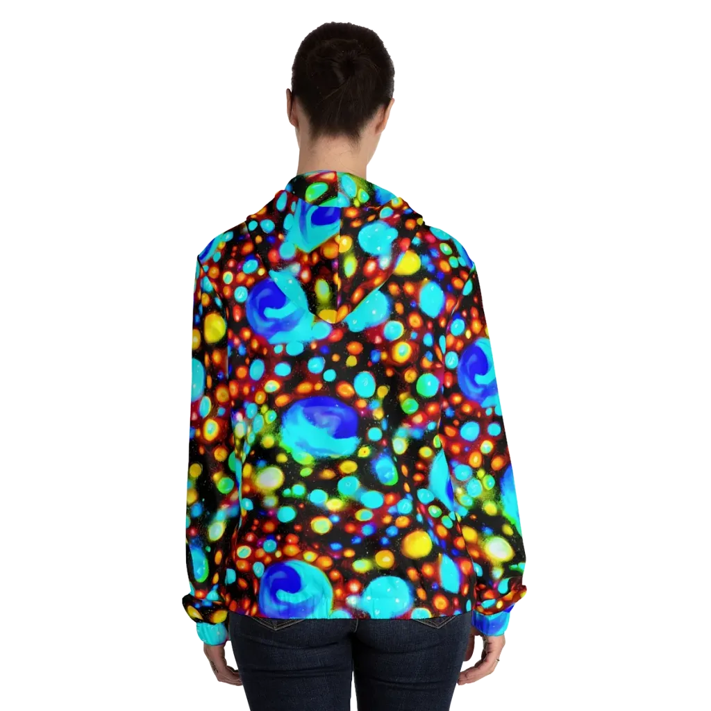 Prismatic Orbits on Women's Full-Zip Hoodie — Back On Person