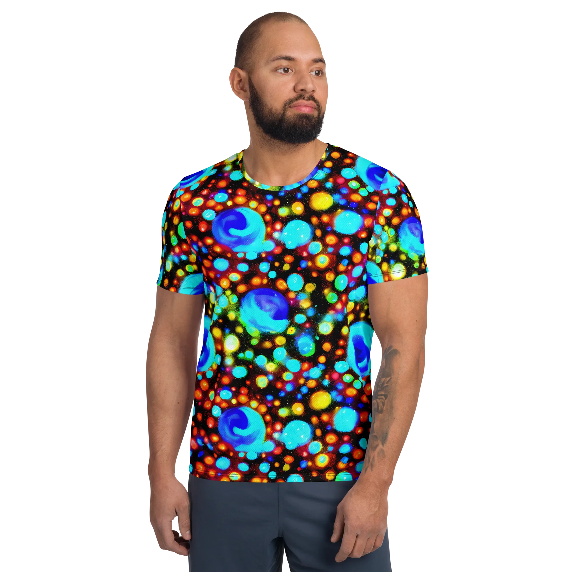 Prismatic Orbits on Men's Athletic T-Shirt — Front