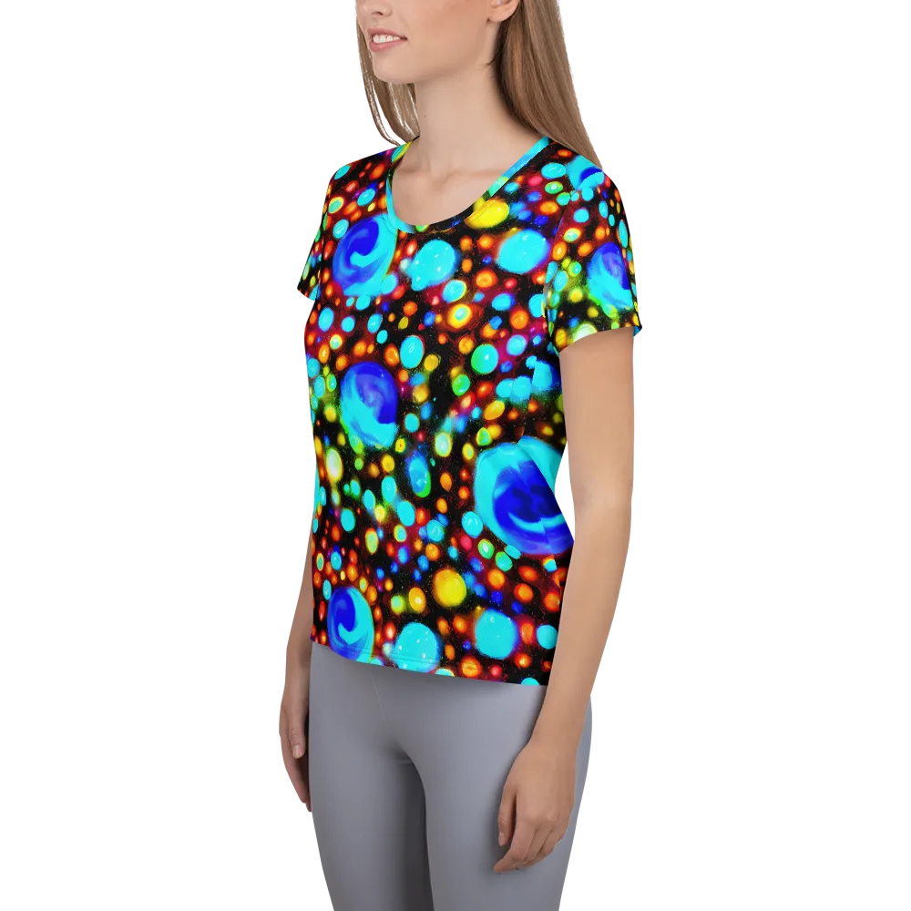 Prismatic Orbits on Women's Athletic T-Shirt — Left
