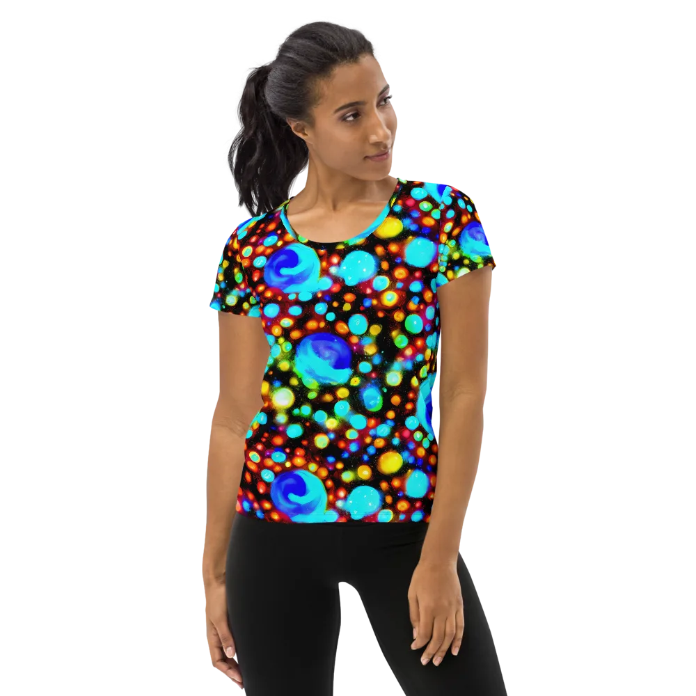 Prismatic Orbits on Women's Athletic T-Shirt — Front