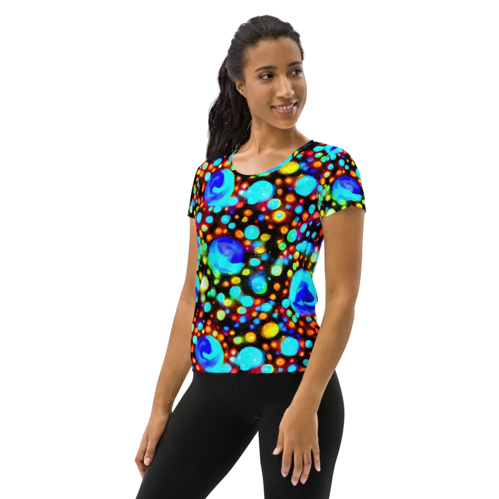 Prismatic Orbits on Women's Athletic T-Shirt — Left