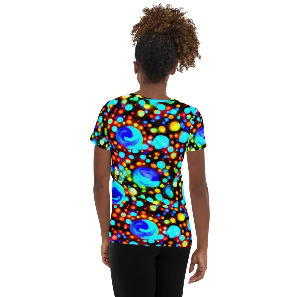 Prismatic Orbits on Women's Athletic T-Shirt — Back