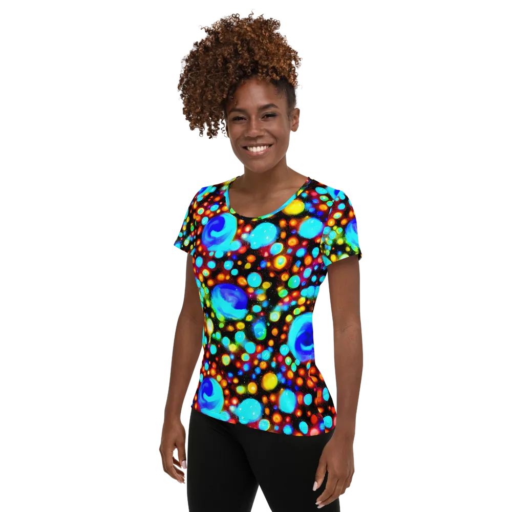 Prismatic Orbits on Women's Athletic T-Shirt — Left