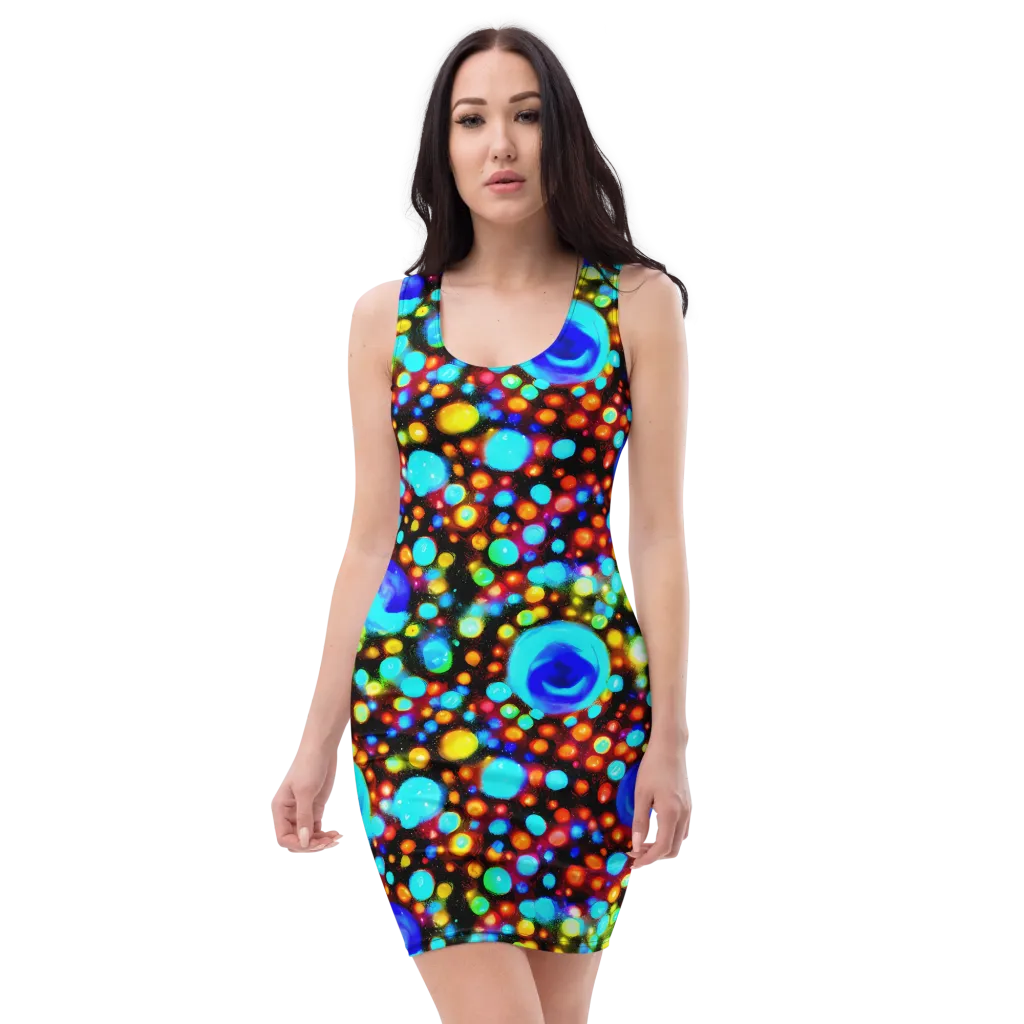 Prismatic Orbits on Bodycon Dress — Front