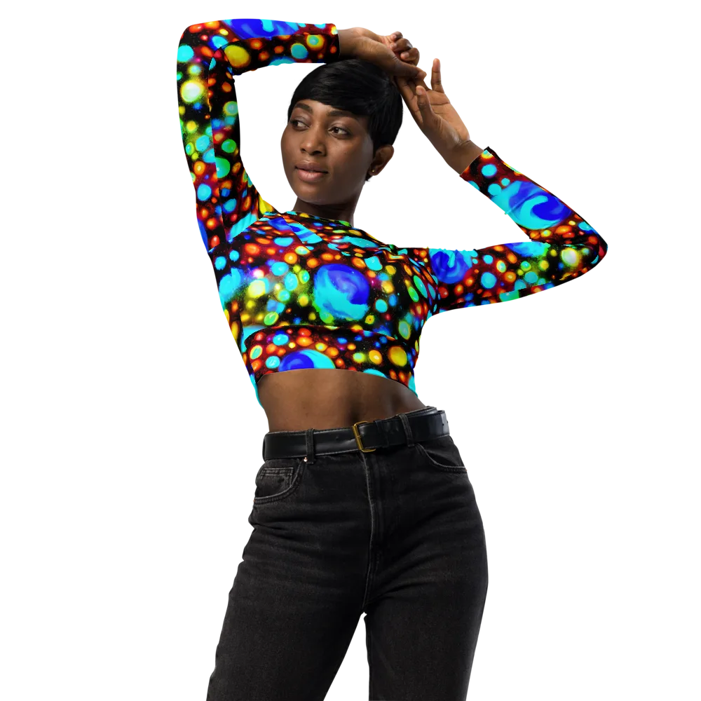 Prismatic Orbits on Long Sleeve Crop Top — Front