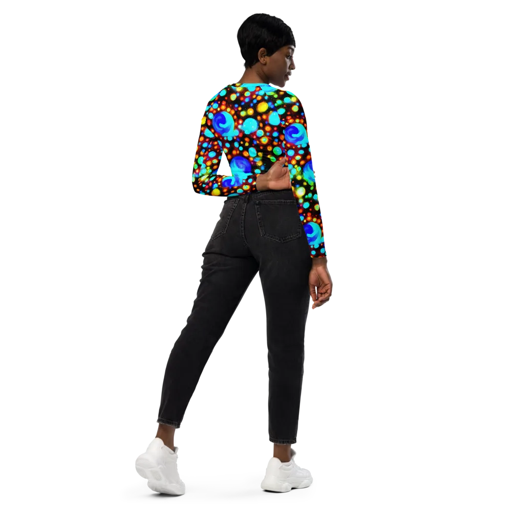 Prismatic Orbits on Long Sleeve Crop Top — Right Back
